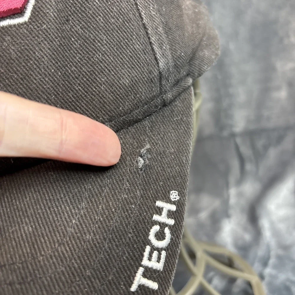 Vintage Virginia Tech Cap Black Hat 3D Embroidered Cotton Strapback‎ Distressed